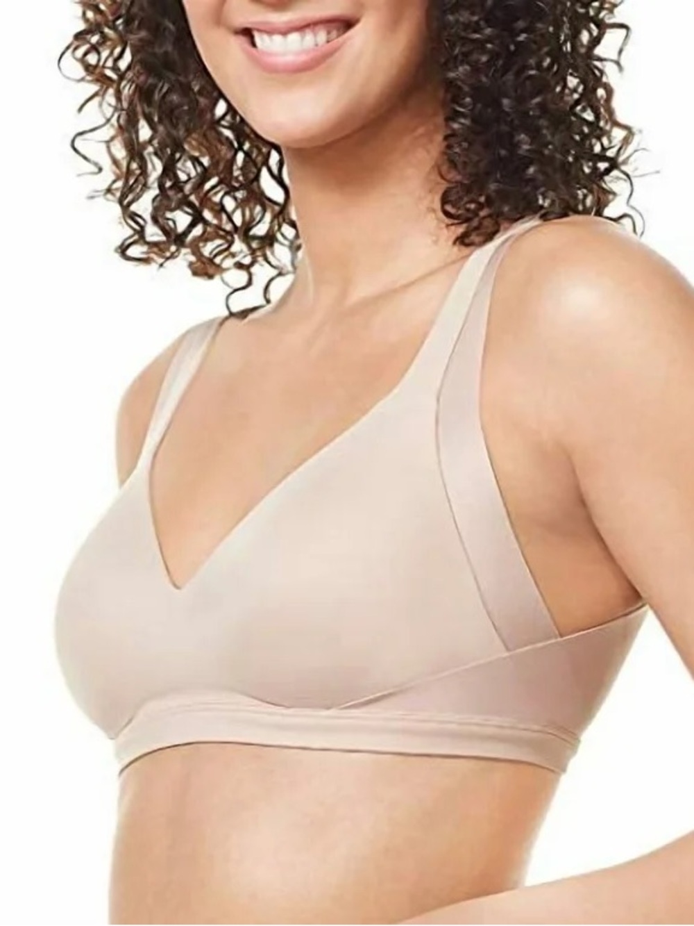 Warners No Side Effects Wireless Smoothing T-Shirt Bra Lightly Lined Nude Beige
